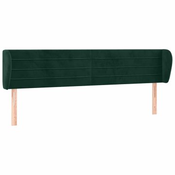 Vidaxl Vzglavje z ušesi temno zeleno 203x23x78/88 cm žamet