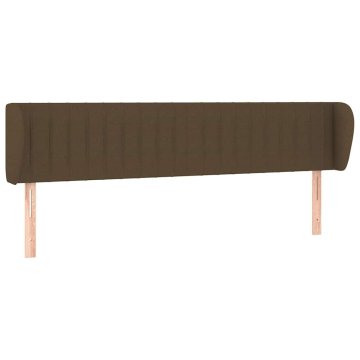 Vidaxl Vzglavje z ušesi temno rjavo 183x23x78/88 cm blago