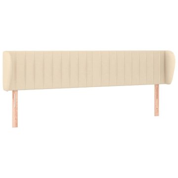 Vidaxl Vzglavje z ušesi krem 203x23x78/88 cm blago