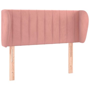 Vidaxl Vzglavje z ušesi roza 93x23x78/88 cm žamet