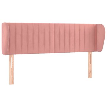 Vidaxl Vzglavje z ušesi roza 147x23x78/88 cm žamet