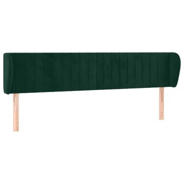 Vidaxl Vzglavje z ušesi temno zeleno 163x23x78/88 cm žamet
