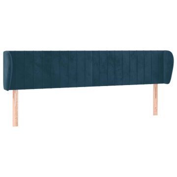 Vidaxl Vzglavje z ušesi temno modro 183x23x78/88 cm žamet