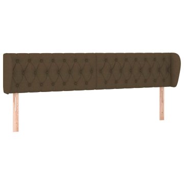 Vidaxl Vzglavje z ušesi temno rjavo 203x23x78/88 cm blago
