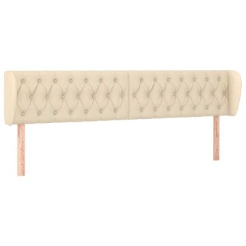 Vidaxl Vzglavje z ušesi krem 203x23x78/88 cm blago