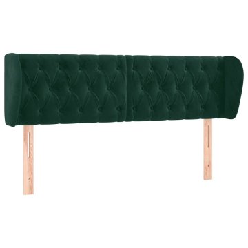 Vidaxl Vzglavje z ušesi temno zeleno 163x23x78/88 cm žamet