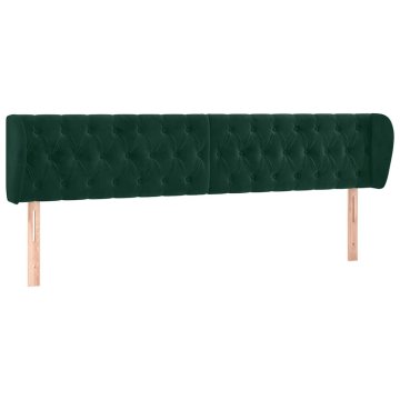 Vidaxl Vzglavje z ušesi temno zeleno 183x23x78/88 cm žamet