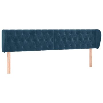 Vidaxl Vzglavje z ušesi temno modro 183x23x78/88 cm žamet