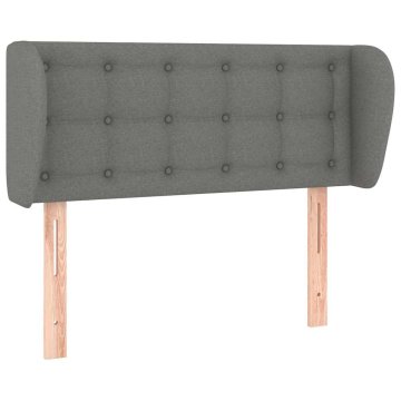 Vidaxl Vzglavje z ušesi temno sivo 103x23x78/88 cm blago