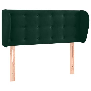 Vidaxl Vzglavje z ušesi temno zeleno 103x23x78/88 cm žamet