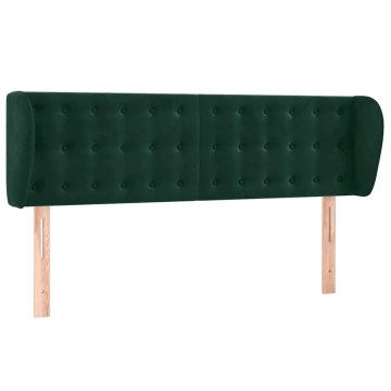 Vidaxl Vzglavje z ušesi temno zeleno 147x23x78/88 cm žamet