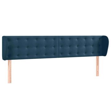Vidaxl Vzglavje z ušesi temno modro 183x23x78/88 cm žamet
