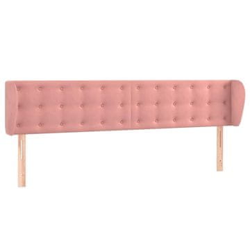 Vidaxl Vzglavje z ušesi roza 163x23x78/88 cm žamet