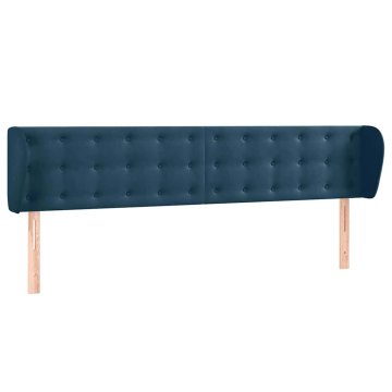 Vidaxl Vzglavje z ušesi temno modro 203x23x78/88 cm žamet