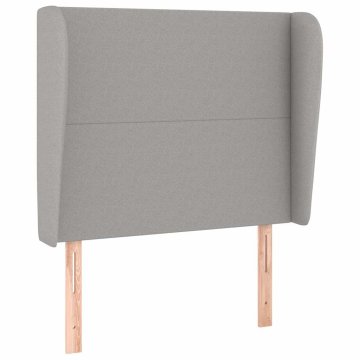 Vidaxl Vzglavje z ušesi svetlo sivo 83x23x118/128 cm blago