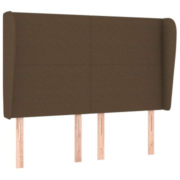 Vidaxl Vzglavje z ušesi temno rjavo 147x23x118/128 cm blago