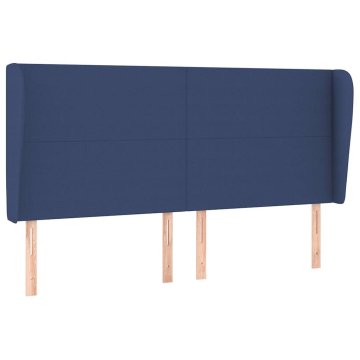 Vidaxl Vzglavje z ušesi modro 163x23x118/128 cm blago