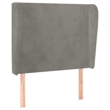 Vidaxl Vzglavje z ušesi svetlo sivo 93x23x118/128 cm žamet