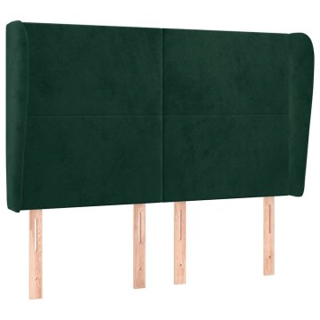 Vidaxl Vzglavje z ušesi temno zeleno 147x23x118/128 cm žamet