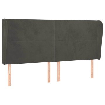 Vidaxl Vzglavje z ušesi temno sivo 183x23x118/128 cm žamet