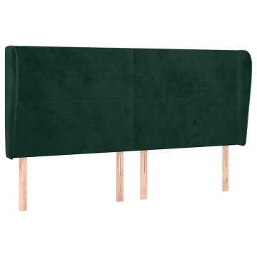 Vidaxl Vzglavje z ušesi temno zeleno 203x23x118/128 cm žamet