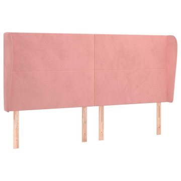 Vidaxl Vzglavje z ušesi roza 163x23x118/128 cm žamet