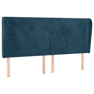 Vidaxl Vzglavje z ušesi temno modra 163x23x118/128 cm žamet