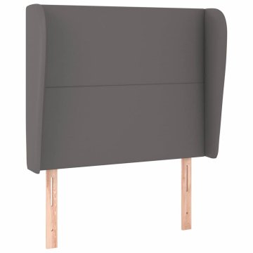 Vidaxl Vzglavje z ušesi sivo 93x23x118/128 cm umetno usnje