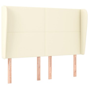 Vidaxl Vzglavje z ušesi krem 147x23x118/128 cm umetno usnje