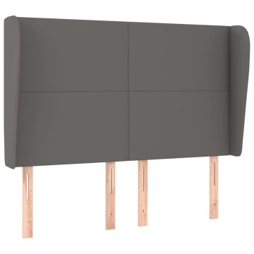 Vidaxl Vzglavje z ušesi sivo 147x23x118/128 cm umetno usnje