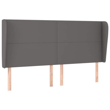 Vidaxl Vzglavje z ušesi sivo 163x23x118/128 cm umetno usnje