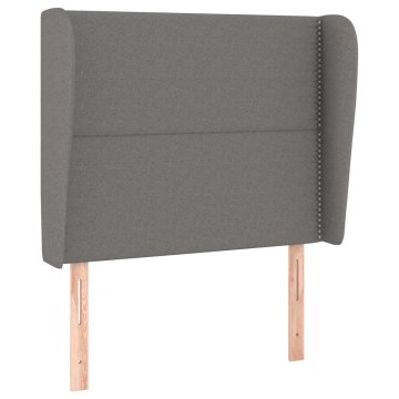 Vidaxl Vzglavje z ušesi temno sivo 93x23x118/128 cm blago