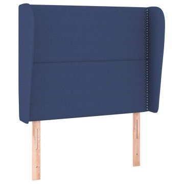 Vidaxl Vzglavje z ušesi modro 93x23x118/128 cm blago