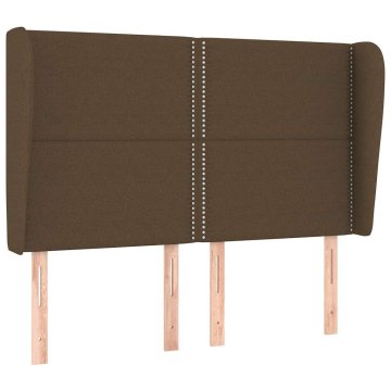 Vidaxl Vzglavje z ušesi temno rjavo 147x23x118/128 cm blago
