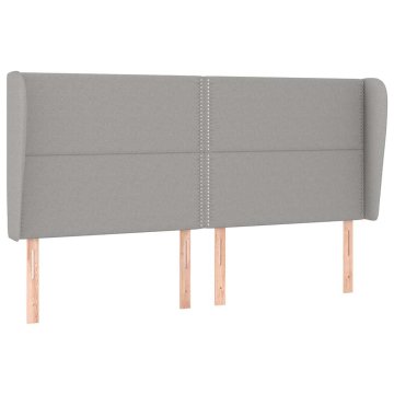 Vidaxl Vzglavje z ušesi svetlo sivo 203x23x118/128 cm blago