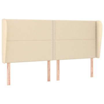 Vidaxl Vzglavje z ušesi krem 183x23x118/128 cm blago