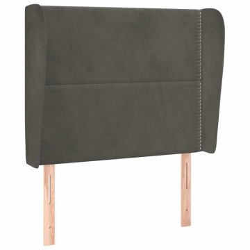 Vidaxl Vzglavje z ušesi temno sivo 83x23x118/128 cm žamet