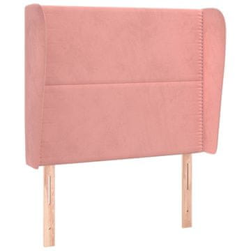 Vidaxl Vzglavje z ušesi roza 93x23x118/128 cm žamet