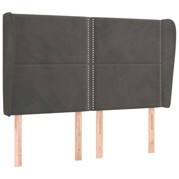 Vidaxl Vzglavje z ušesi temno sivo 147x23x118/128 cm žamet