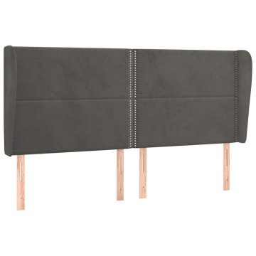 Vidaxl Vzglavje z ušesi temno sivo 163x23x118/128 cm žamet