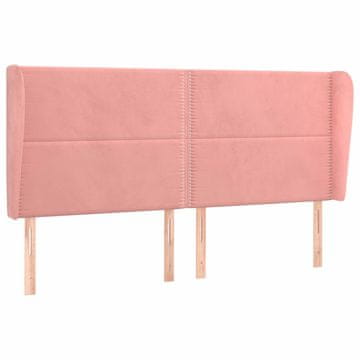 Vidaxl Vzglavje z ušesi roza 203x23x118/128 cm žamet