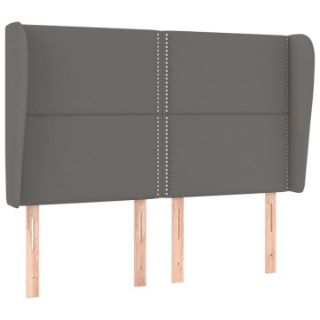 Vidaxl Vzglavje z ušesi sivo 147x23x118/128 cm umetno usnje