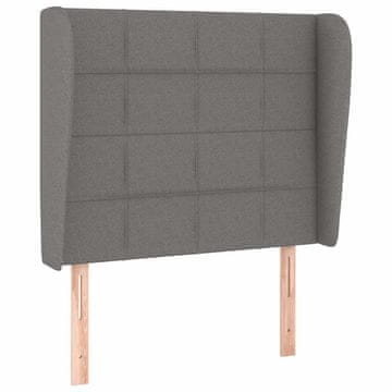Vidaxl Vzglavje z ušesi temno sivo 103x23x118/128 cm blago