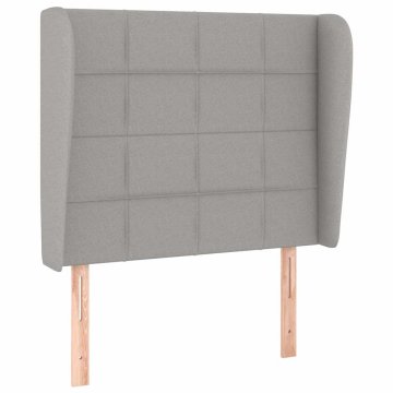 Vidaxl Vzglavje z ušesi svetlo sivo 83x23x118/128 cm blago