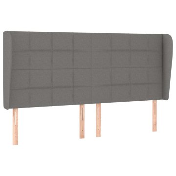 Vidaxl Vzglavje z ušesi temno sivo 203x23x118/128 cm blago