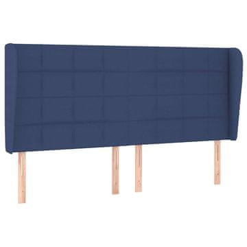 Vidaxl Vzglavje z ušesi modro 163x23x118/128 cm blago