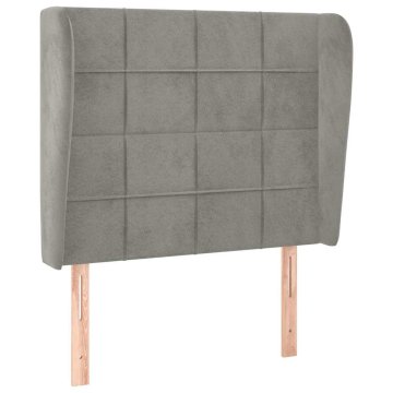 Vidaxl Vzglavje z ušesi svetlo sivo 93x23x118/128 cm žamet