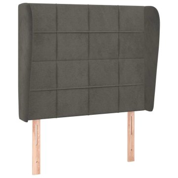 Vidaxl Vzglavje z ušesi temno sivo 103x23x118/128 cm žamet