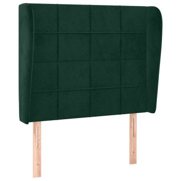 Vidaxl Vzglavje z ušesi temno zeleno 93x23x118/128 cm žamet