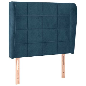 Vidaxl Vzglavje z ušesi temno modra 103x23x118/128 cm žamet